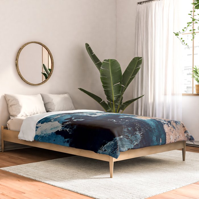 Sweetly: a bohemian, abstract work on paper in blue, pink, white, and gold Comforter Gallery Image 2