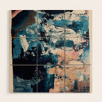 Sweetly: a bohemian, abstract work on paper in blue, pink, white, and gold Wood Wall Art Gallery Image 1