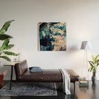 Sweetly: a bohemian, abstract work on paper in blue, pink, white, and gold Wood Wall Art Gallery Image 2