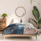 Sweetly: a bohemian, abstract work on paper in blue, pink, white, and gold Comforter Gallery Image 3