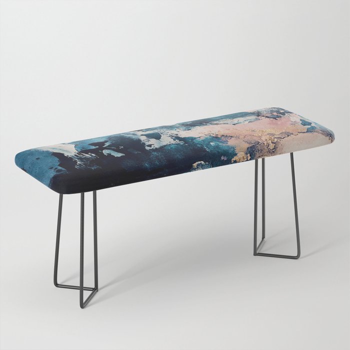 Sweetly: a bohemian, abstract work on paper in blue, pink, white, and gold Bench Gallery Image 1