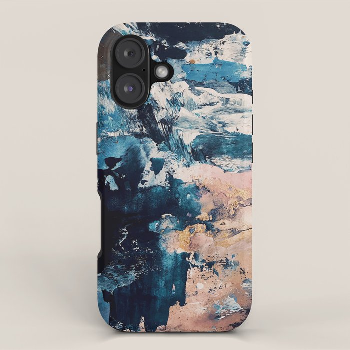 Sweetly: a bohemian, abstract work on paper in blue, pink, white, and gold iPhone Case Gallery Image 1