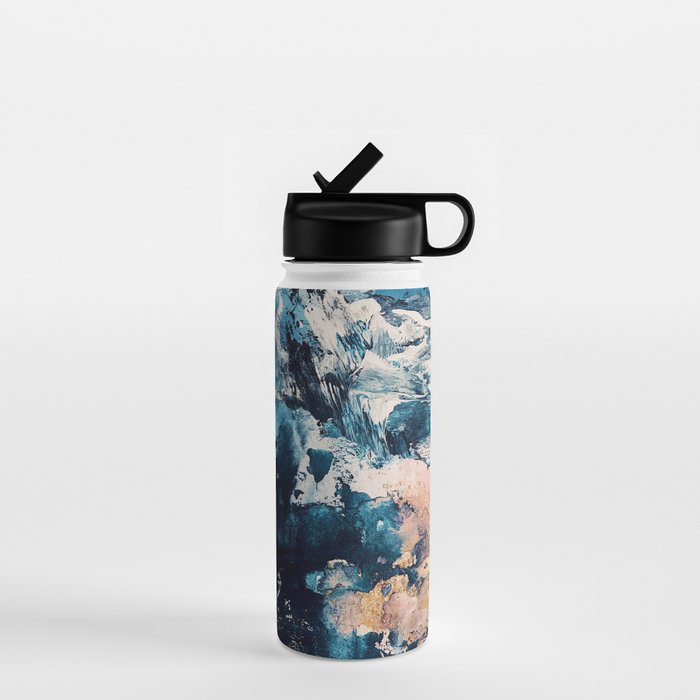 Sweetly: a bohemian, abstract work on paper in blue, pink, white, and gold Water Bottle Gallery Image 1