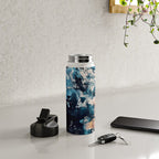 Sweetly: a bohemian, abstract work on paper in blue, pink, white, and gold Water Bottle Gallery Image 5