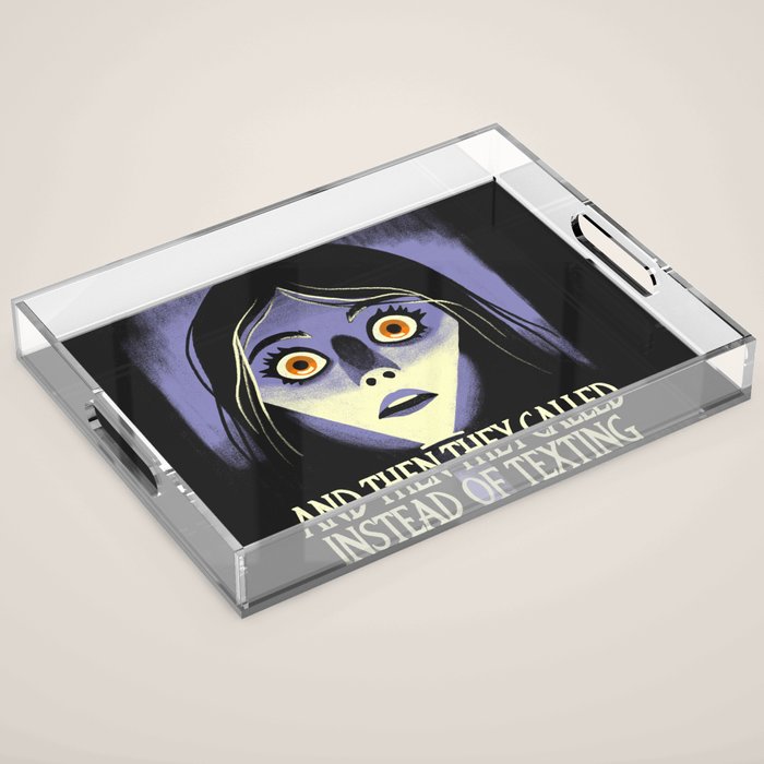 The horror of a phone call Acrylic Tray Gallery Image 1