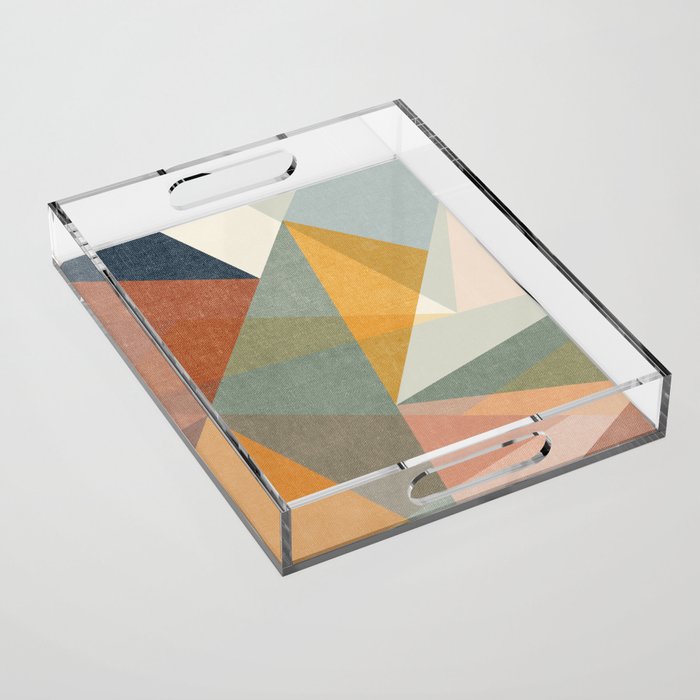 modern triangle mosaic - multi Acrylic Tray Gallery Image 1