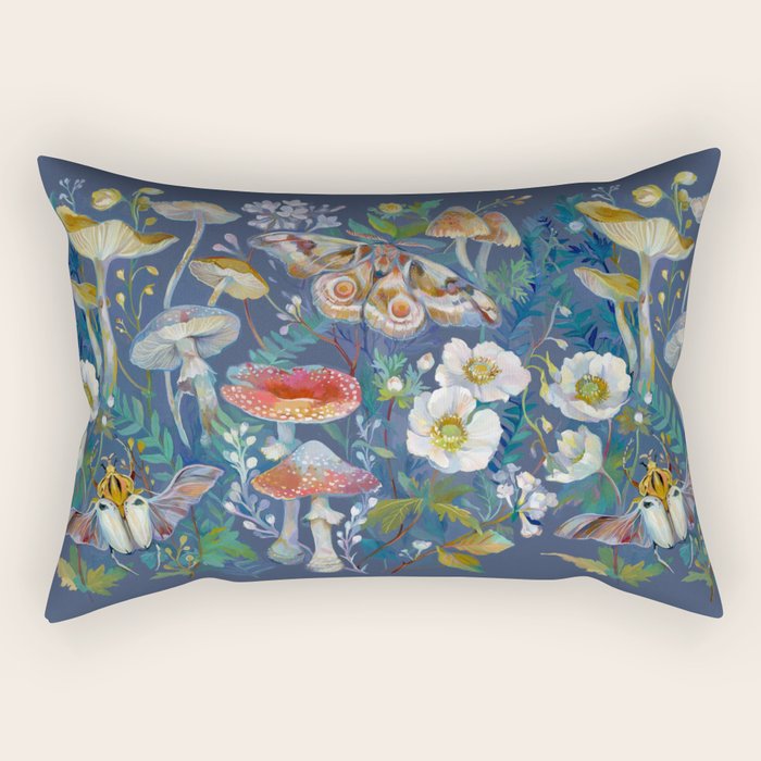 Goliath Beetle Mushroom Garden Rectangular Pillow Gallery Image 1