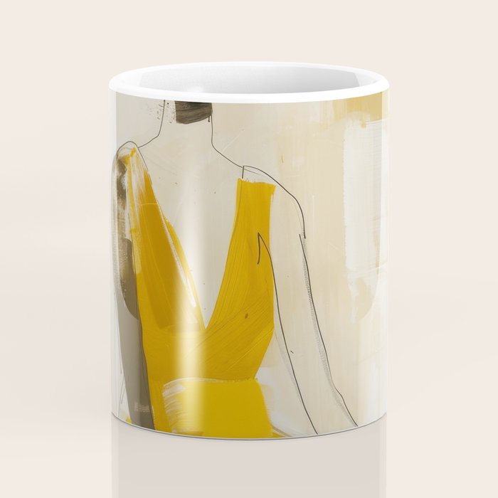 Modern Abstract Woman in Yellow Dress Coffee Mug Gallery Image 4