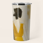 Modern Abstract Woman in Yellow Dress Travel Mug Gallery Image 1