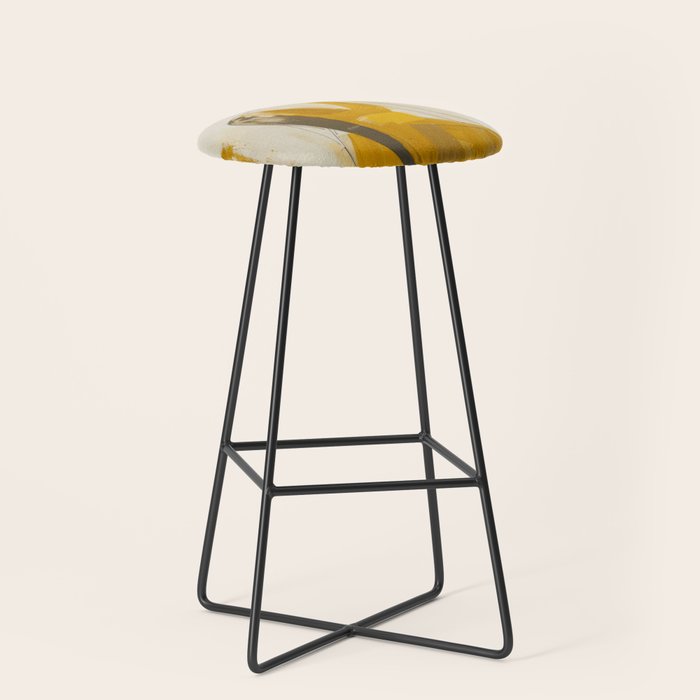 Modern Abstract Woman in Yellow Dress Stool Gallery Image 1