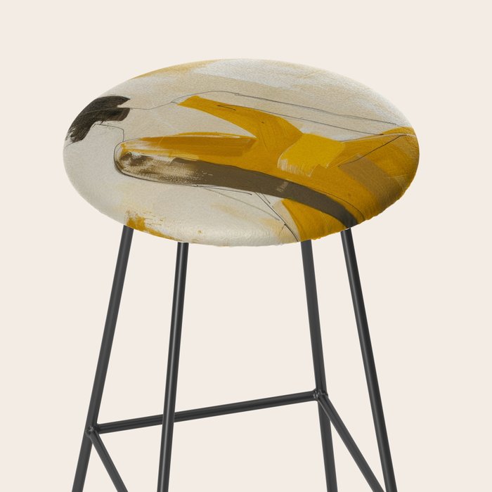 Modern Abstract Woman in Yellow Dress Stool Gallery Image 2
