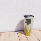 Modern Abstract Woman in Yellow Dress Travel Mug Gallery Image 4