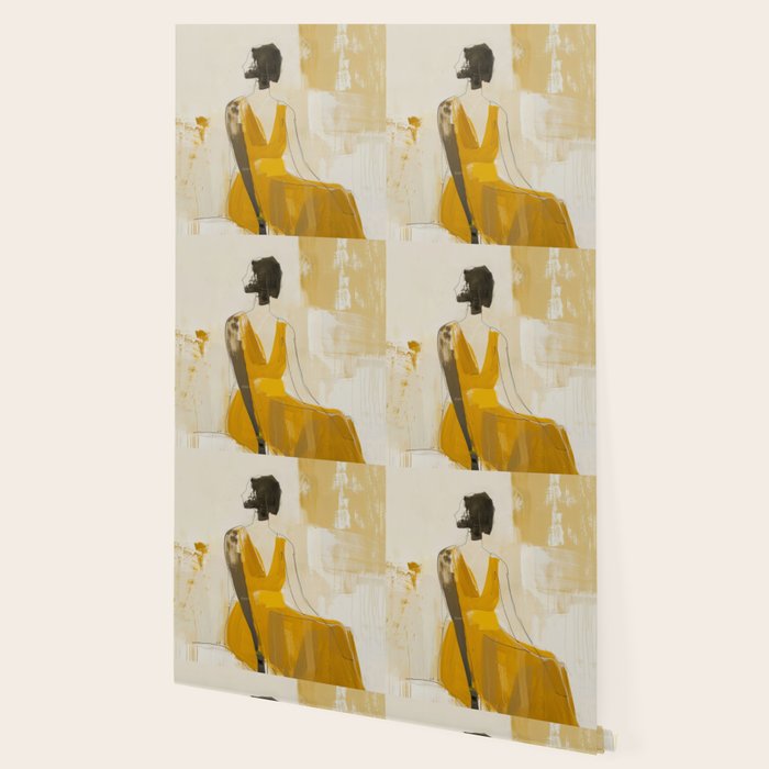 Modern Abstract Woman in Yellow Dress Wallpaper Gallery Image 2