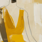Modern Abstract Woman in Yellow Dress Coffee Mug Gallery Image 2