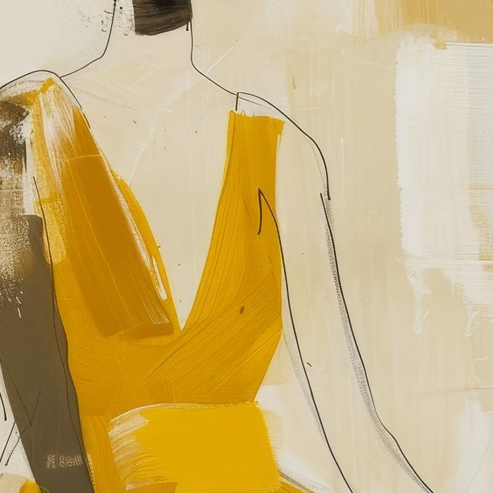 Modern Abstract Woman in Yellow Dress Coffee Mug Gallery Image 2