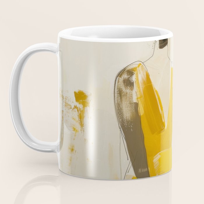 Modern Abstract Woman in Yellow Dress Coffee Mug Gallery Image 3