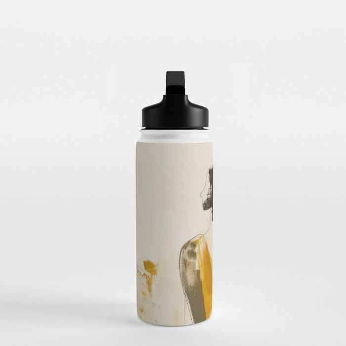 Modern Abstract Woman in Yellow Dress Water Bottle Gallery Image 3