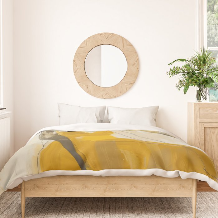 Modern Abstract Woman in Yellow Dress Duvet Cover Gallery Image 3