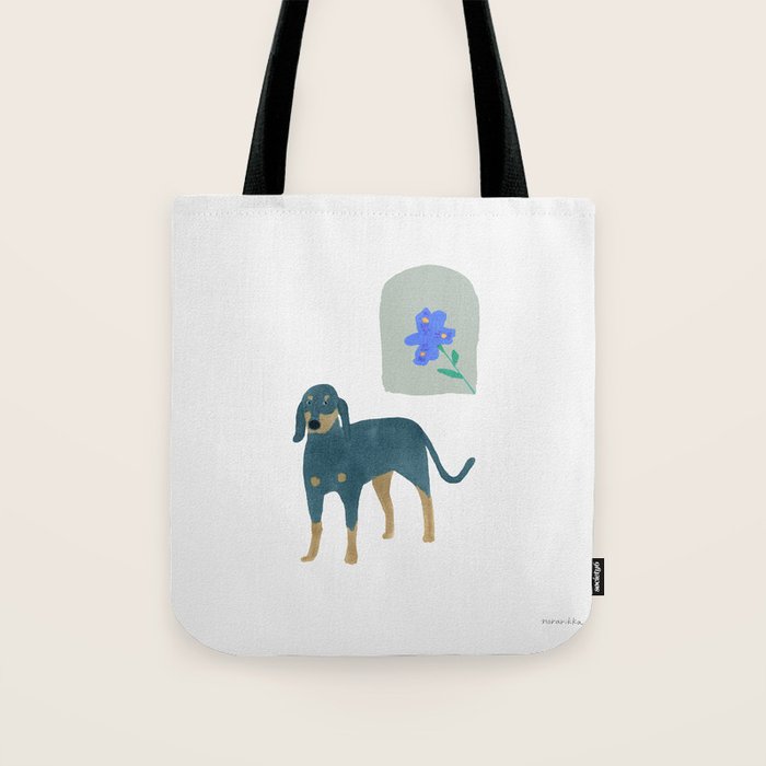 Dog and a Mini Half-Round Window - Indigo and White Tote Bag Gallery Image 1