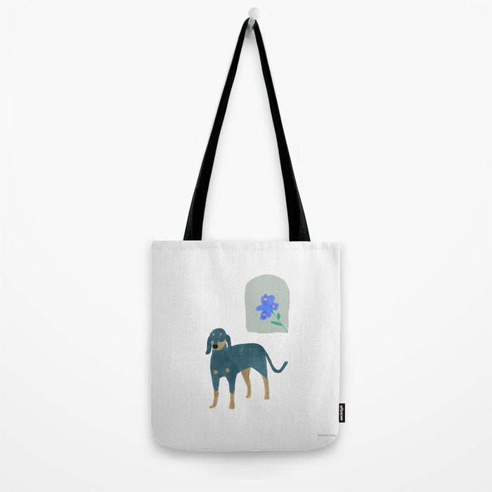 Dog and a Mini Half-Round Window - Indigo and White Tote Bag Gallery Image 2