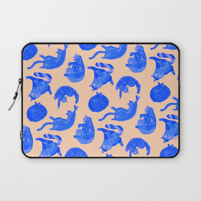 Sleepy Cozy Kitty Cats in Blue & Pink Laptop Sleeve Gallery Image 1