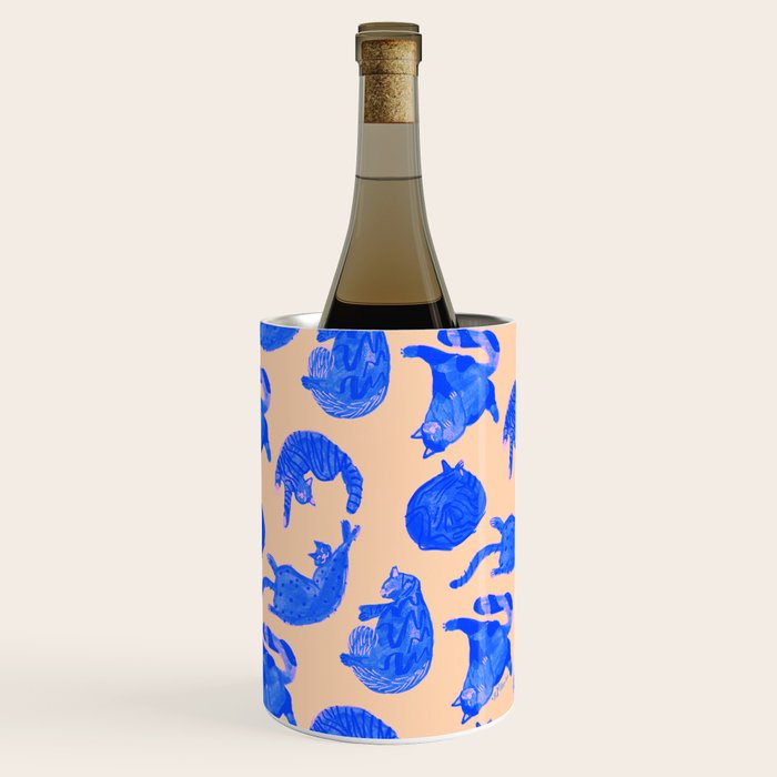 Sleepy Cozy Kitty Cats in Blue & Pink Wine Chiller Gallery Image 3