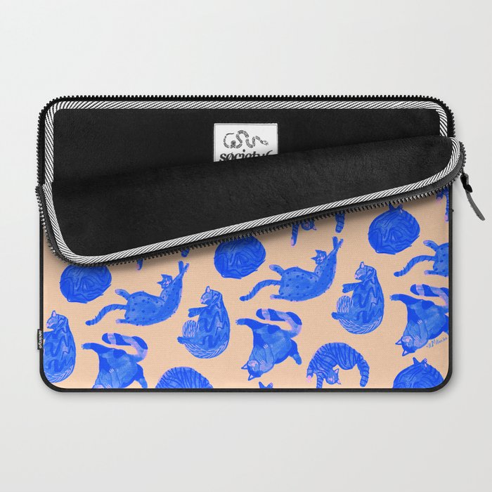 Sleepy Cozy Kitty Cats in Blue & Pink Laptop Sleeve Gallery Image 2