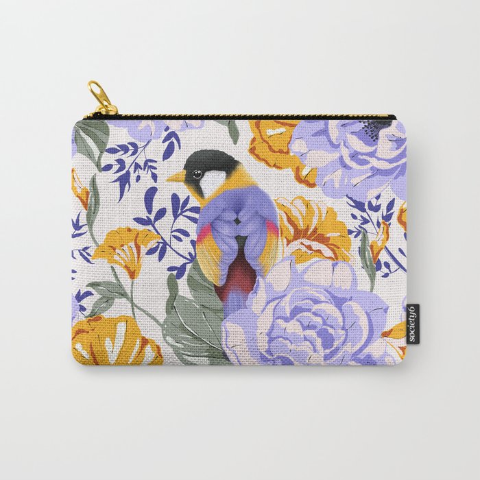 Colorful birds in garden flowers YL Carry All Pouch Gallery Image 1
