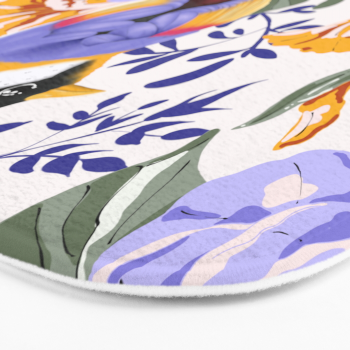 Colorful birds in garden flowers YL Bath Mat Gallery Image 3