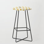 Atomic Age Retro Midcentury 1950s Starburst Pattern in Light Mustard, Navy Blue, and White Stool Gallery Image 1