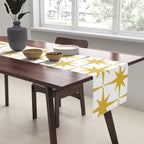 Atomic Age Retro Midcentury 1950s Starburst Pattern in Light Mustard, Navy Blue, and White Table Runner Gallery Image 2