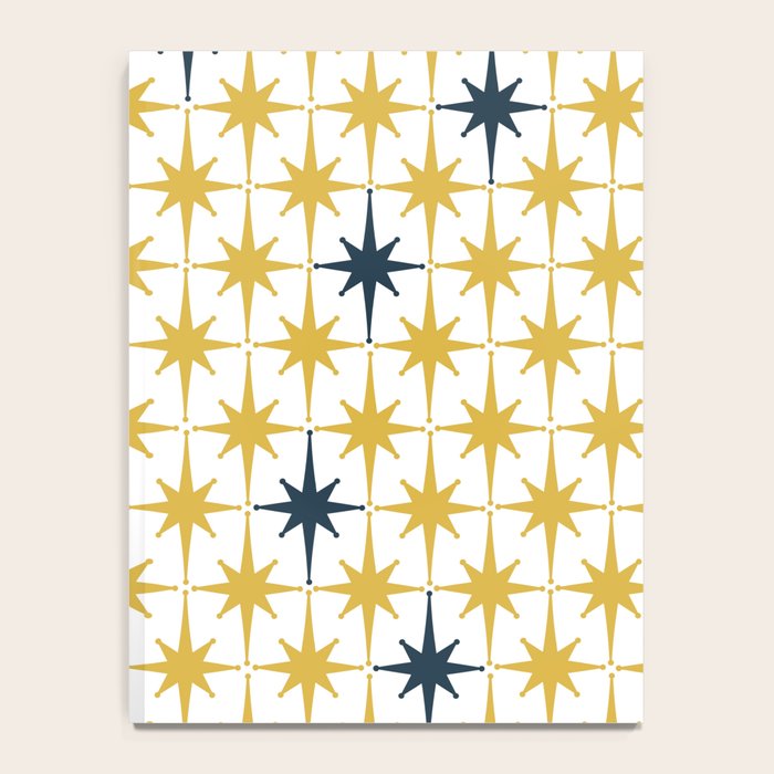 Atomic Age Retro Midcentury 1950s Starburst Pattern in Light Mustard, Navy Blue, and White Notebook Gallery Image 4
