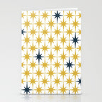 Atomic Age Retro Midcentury 1950s Starburst Pattern in Light Mustard, Navy Blue, and White Stationery Card Gallery Image 2