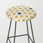Atomic Age Retro Midcentury 1950s Starburst Pattern in Light Mustard, Navy Blue, and White Stool Gallery Image 2