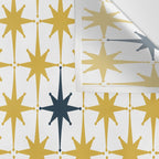Atomic Age Retro Midcentury 1950s Starburst Pattern in Light Mustard, Navy Blue, and White Wall Tapestry Gallery Image 3
