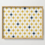 Atomic Age Retro Midcentury 1950s Starburst Pattern in Light Mustard, Navy Blue, and White Serving Tray Gallery Image 1