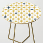 Atomic Age Retro Midcentury 1950s Starburst Pattern in Light Mustard, Navy Blue, and White Side Table Gallery Image 2