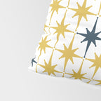Atomic Age Retro Midcentury 1950s Starburst Pattern in Light Mustard, Navy Blue, and White Pillow Sham Gallery Image 4