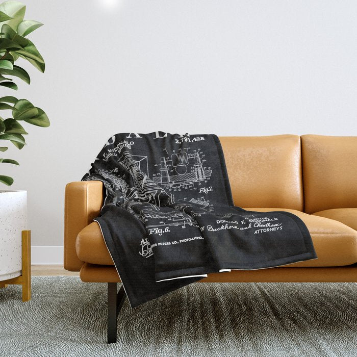 Pinball Arcade Gaming Machine Vintage Gamer Patent Print Throw Blanket Gallery Image 1