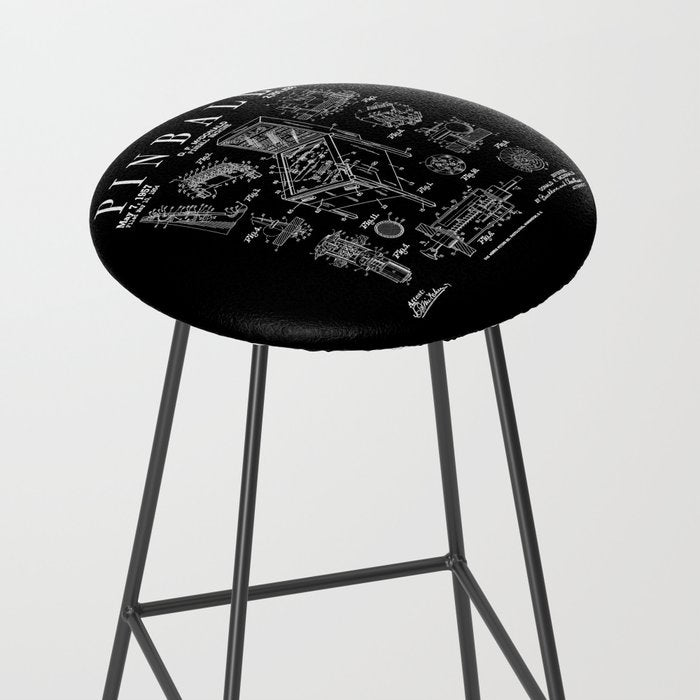 Pinball Arcade Gaming Machine Vintage Gamer Patent Print Stool Gallery Image 2