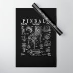 Pinball Arcade Gaming Machine Vintage Gamer Patent Print Wrapping Paper Gallery Image 1