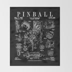 Pinball Arcade Gaming Machine Vintage Gamer Patent Print Throw Blanket Gallery Image 2