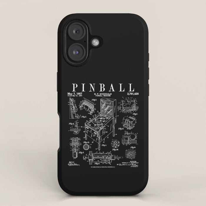 Pinball Arcade Gaming Machine Vintage Gamer Patent Print iPhone Case Gallery Image 1
