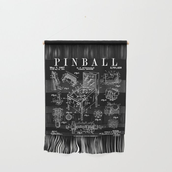 Pinball Arcade Gaming Machine Vintage Gamer Patent Print Wall Hanging Gallery Image 1