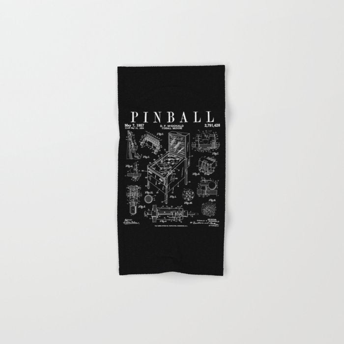 Pinball Arcade Gaming Machine Vintage Gamer Patent Print Bath Towel Gallery Image 1