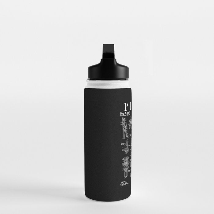 Pinball Arcade Gaming Machine Vintage Gamer Patent Print Water Bottle Gallery Image 3