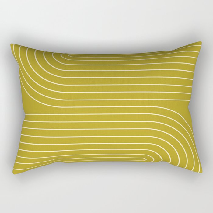 Minimal Line Curvature XVII Chartreuse Mid Century Modern Arch Abstract Rectangular Pillow Gallery Image 1