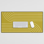Minimal Line Curvature XVII Chartreuse Mid Century Modern Arch Abstract Desk Mat Gallery Image 1