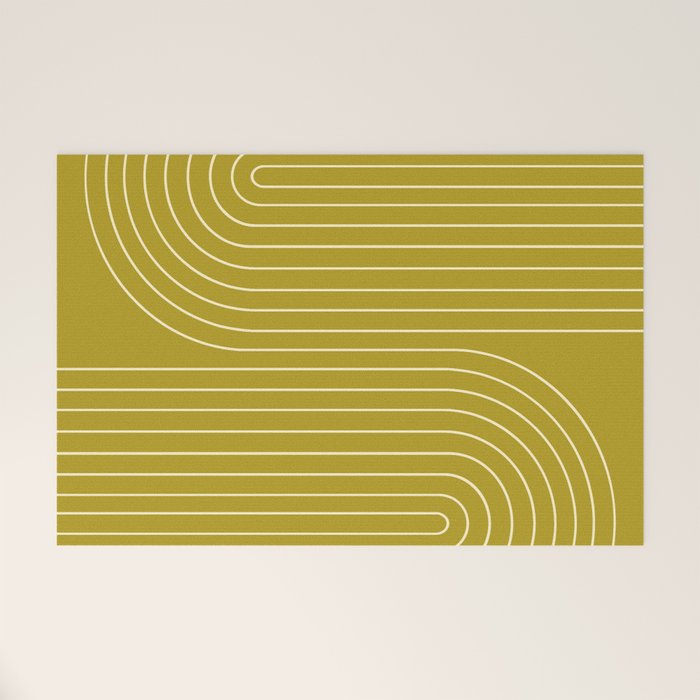 Minimal Line Curvature XVII Chartreuse Mid Century Modern Arch Abstract Welcome Mat Gallery Image 1