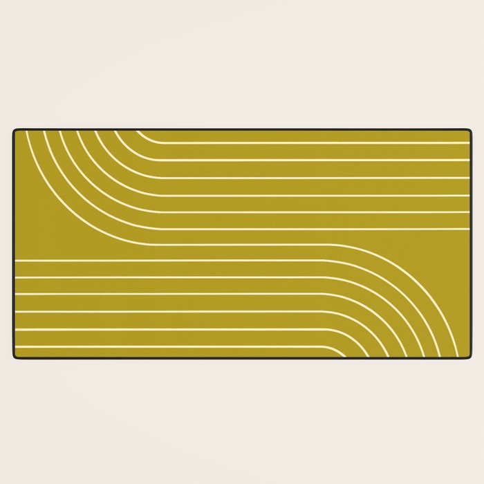 Minimal Line Curvature XVII Chartreuse Mid Century Modern Arch Abstract Desk Mat Gallery Image 3